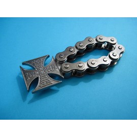 WEST COAST CHOPPERS Iron Cross Logo Motorcycle Chain Beer Bottle Opener Bar Pub