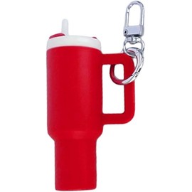 Pxiryanlow Mini Tumbler Small Cup Keychain with Detachable Water Bottle,Removable Water Bottle Keychain Backpack Charm Accessories (Red)