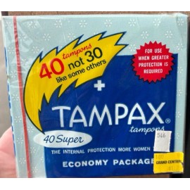 Tampax Vintage Super Tampax  40  Tampons Prop Movie Unopened Made In USA