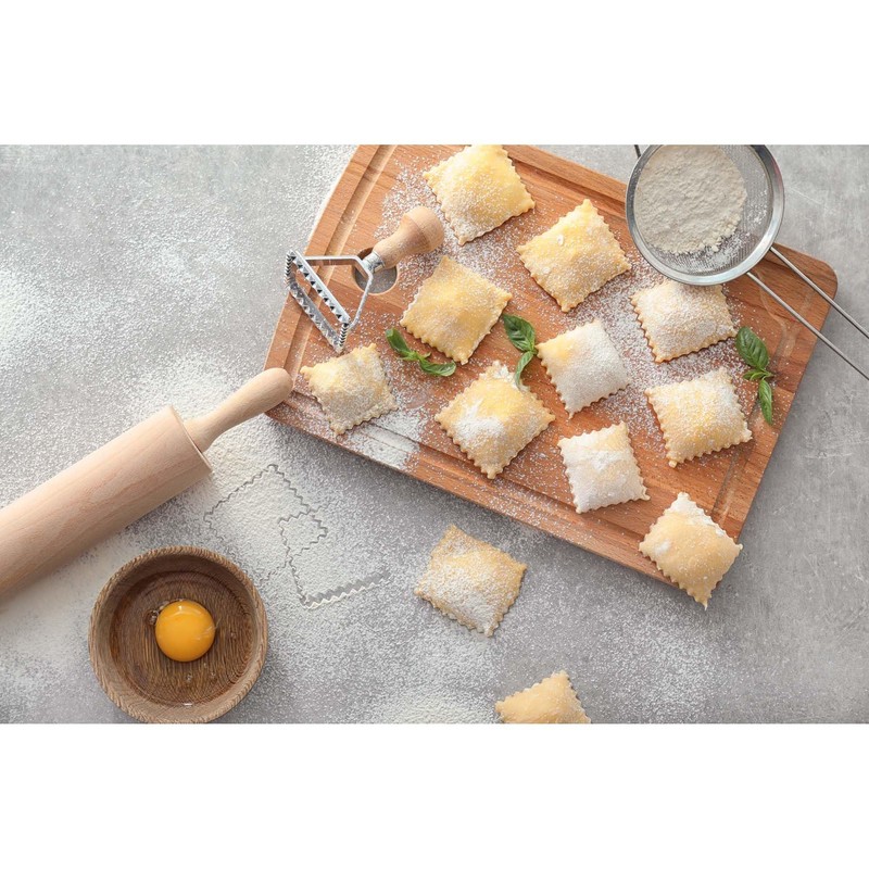 Fantes Ravioli Maker Stamp Set, Square Stamp with Wooden Handle
