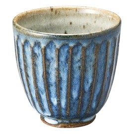 Shigaraki Ware Loofah Tea Cup Green Hedge Carved