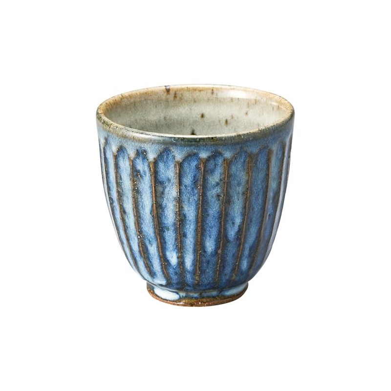 Shigaraki Ware Loofah Tea Cup Green Hedge Carved