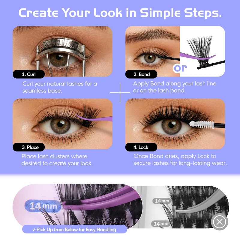 Lash Clusters Kit Individual Lash Extensions with Bond and Seal