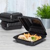 Karat 8'' x 8" Black PP Hinged Container, 1 compartment