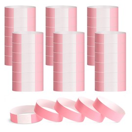 TRUEIN Pack of 300 Printed Inlet Wristbands, 25 cm / 9.8 inch Event Bracelets, Waterproof Party Ribbons, Entrance Wristbands, Festival Bracelets for Events, Parties, Water Parks (Pink)
