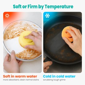 HELIME Scrub Sponges Dish Scrubber, Non-Scratch Multi-Functional Color Sponge, Temperature Controlled Cleaning Pads, Dishwasher Safe for Kitchen, Bathroom, Stain Odor Resistant BPA Free Polymer Foam
