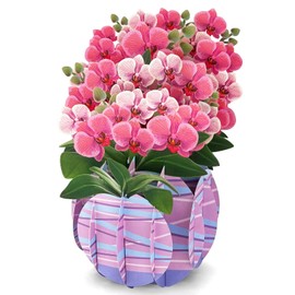 YianHien Pop Up Birthday Cards for Women Her Friends Auntie, Paper Orchids Flower Bouquet for Women, 3D Greeting Cards with Envelope, Birthday Card, Anniversary Card Gifts for Women Mum Wife, Orchids