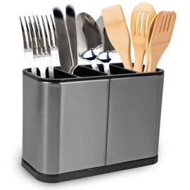 Kitchen Cutlery Holder Utensil Storage Organiser Stainless Steel Kitchen Utensil Holder Anti Slip Water Draining Design Easy to Clean