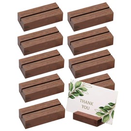 S.fields.inc Set of 10 Wooden Pop Stand Bases Price Card Pop Menu Desktop Poster (Dark Brown)