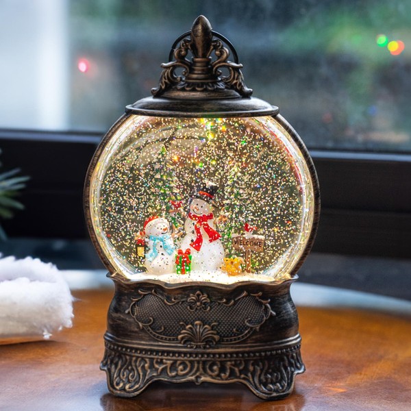 Snow Globe Lights Welcome Snowman Scene Tree Scene Music Box,