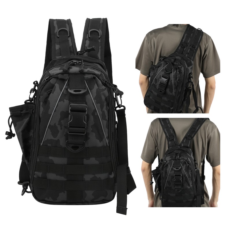 Backpack Knapsack Shoulder Messenger Bag Fishing Mountaineering Outdoor Lure Bagblack