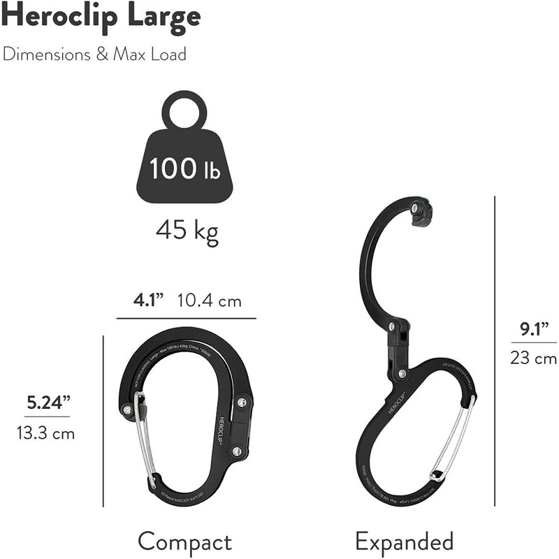 GEAR AID GEAR AID HEROCLIP Carabiner Clip and Hook (Large)