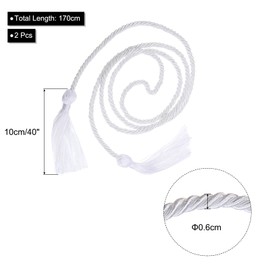 sourcing map Pack of 2 Graduation Honor Cord 67 Inches with Tassel Polyester Braided Honor Cord Graduation Ropes for Graduation Party Ceremonies White