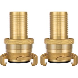 POPPSTAR Brass Suction and High Pressure Coupling, Pack of 2 (System Geka Coupling 1 1/4 Inch Hose Nozzle) with Seal and Lock Nut, for 31.8 mm Hose Inner Diameter