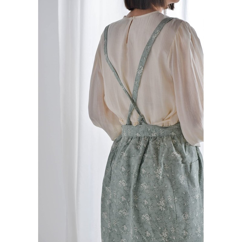LeafIn Women's Floral Apron, One-Piece Type, Cotton, Waterproof, With Pockets,