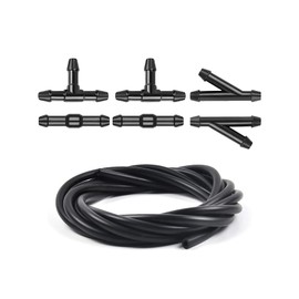 Windshield Washer Hose Kit, 3 Meter Washer Fluid Hose with 6 Pcs Hose Connectors, Windshield Washer Nozzles Kit Suitable for Most Car Windshield Fluid Tubing