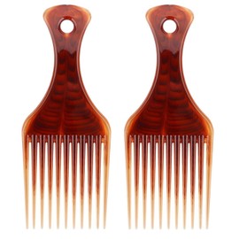 Beomeen Curly Hair Pick Comb, 2 Pack Smooth Afro Lift Detangle Wide Tooth No Frizz Hair Styling Tool for Men