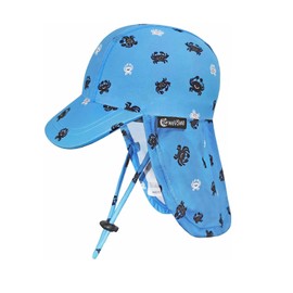 weVSwe Baby Toddler Sun Hat UPF 50+ Foldable Adjustable Straps Flap Cap Neck Sun Protection Quick Dry Sunhat Boys Girls Blue crab 12-24M