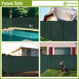 FLORALEAF 6'x12' Outdoor Privacy Fence with Iron Poles Rails Dog Fence for Garden Patio Backyard Yard Temporary Safety Barrier Chicken Metal Fence with Spikes, Green