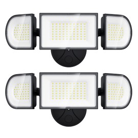 iMaihom 100W LED Flood Light Outdoor, 9000LM Super Bright Security Lights, IP65 Waterproof Exterior Floodlight, 3 Adjustable Heads, 6500K Daylight White Light for Yard Garage Playground (2 Pack),Black