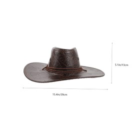 PACKOVE Wide Brim PU Leather Cowboy Hat for Men and Women Outdoor Cap Breathable Sun Protection and Stylish Costume Accessory Light Brown