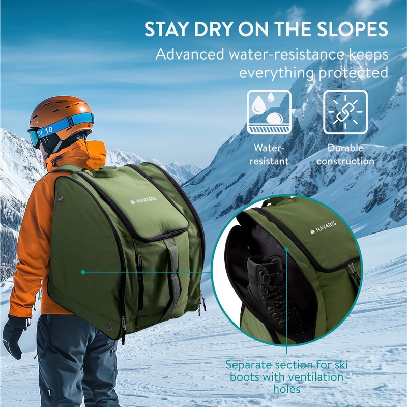 Navaris Ski Boot Bag - Padded Walking Boots Bag -