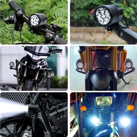 Motorcycle Fog Lights with 1inch Tube Bar Brackets, 2.5" Motorcycle Auxiliary light Round 12-60V For Motorbike Truck ATV 12V 24V 36V
