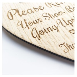 Please Remove Your Shoes Before Going Upstairs! Bottom of Stairs Hanging Door Sign Wooden Plaque