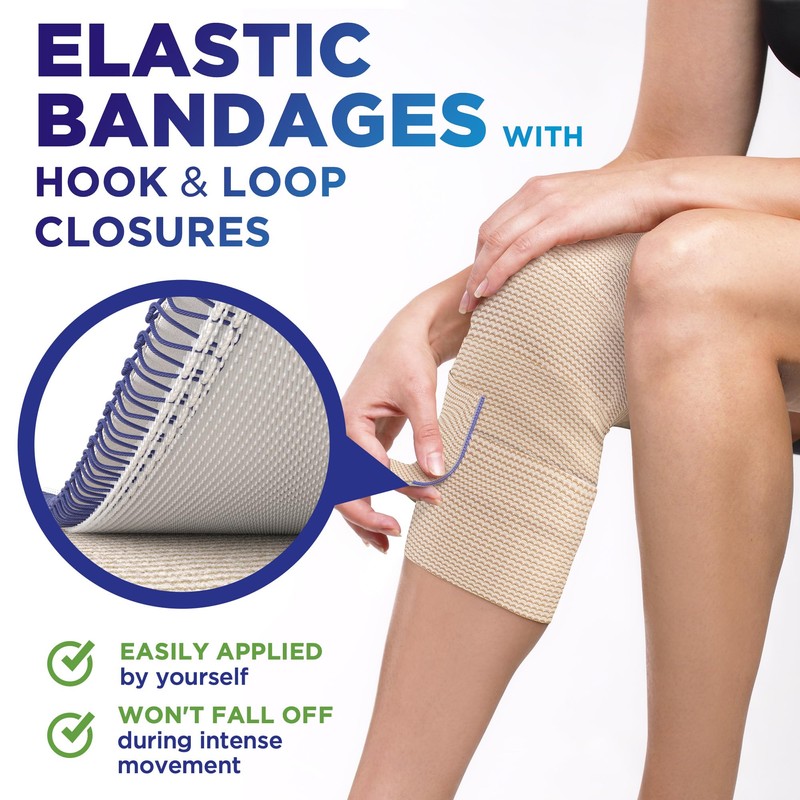 Premium Elastic Bandage Wrap - 4” (5pk) - Strong Compression