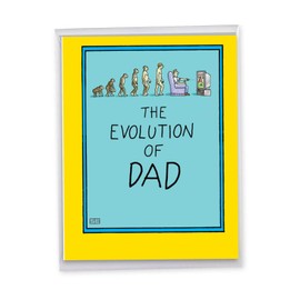 NobleWorks - Funny Card for Father's Day (8.5 x 11 Inch) - Big Appreciation, Humor Notecard for Dads, Stepdads - Evolution of Dad J0352