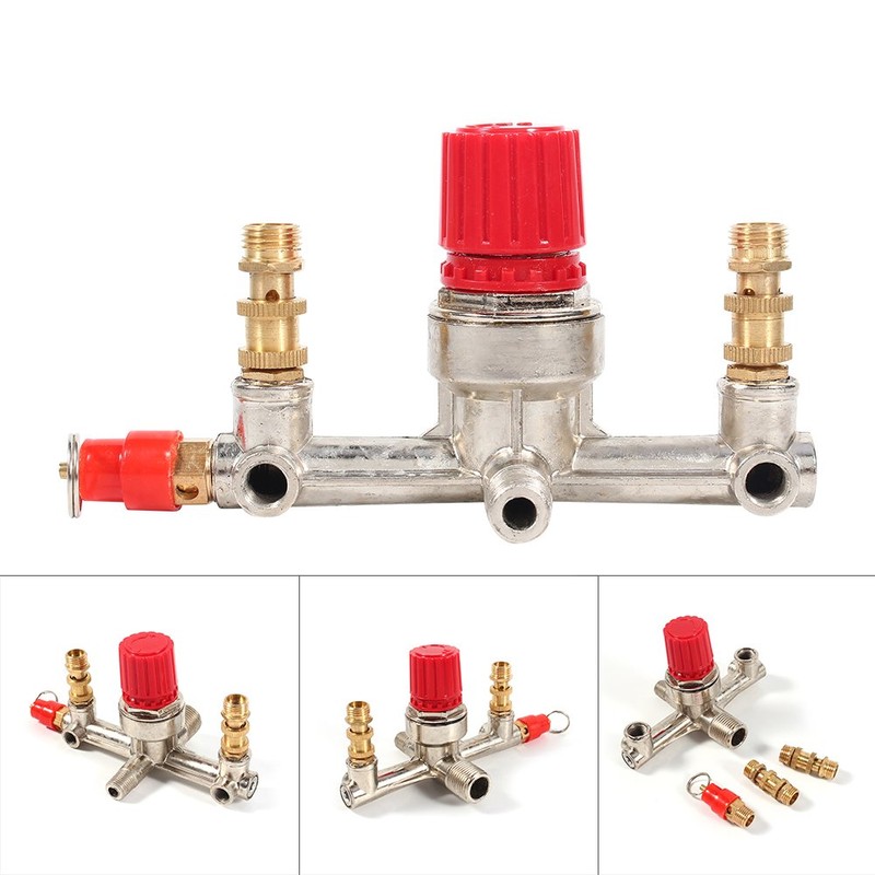 Double Outlet Tube Air Compressor Switch Base Regulator Valve Zinc