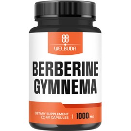 WELBUDA 1000mg Berberine Supplement with Organic Gymnema Sylvestre Leaf - 60 Capsules with High Concentrated Extract - Support for Immune System, Circulatory Health & Gastrointestinal Function