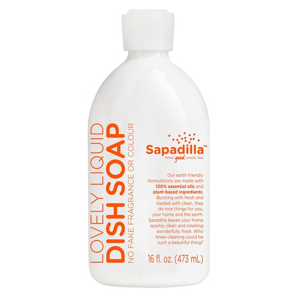 Sapadilla Liquid Dish Soap - Grapefruit + Bergamot - Made with 100% Pure Essential Oil Blends, Tough on Grease, Aromatic & Fragrant Dishwashing Liquid, Plant Based, Biodegradable, 12 Ounce (Pack of 1)