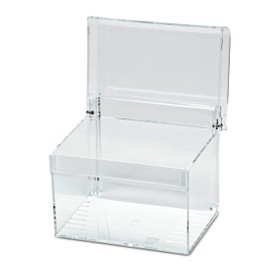 MAUL Karteikasten A6 aus Acryl | Kartenbox inkl. 100 Karteikarten und A-Z Register | Elegante Karteikartenbox zum Vokabeln lernen | Visitenkartenbox für Schreibtisch | Transparent