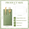 Qilery 50 Pcs Sage Green Disposable Dinner Napkins with Silverware