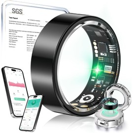 Lozltx Smart Ring 2025【JZ5.0 Chip】 Smart Ring Fitness Ring 【Military Tested Titanium Design & IP68】 Fitness Tracker - 200 Modes for Android IOS Smart Rings - Black #8