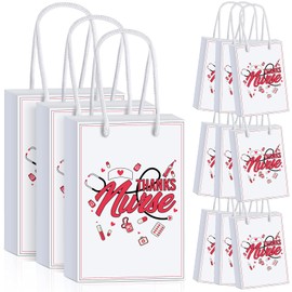 Outus 12 Pieces Nurse Gift Bags Thanks Nurse Goody Treat Bags, Nurses Week Gift Bags with Handle for Appreciation Nurse Assistant Party Supplies Party Favors Fillers Decorations