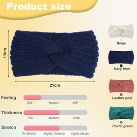 Elfinfi Women's Winter Headband, Pack of 4, Knitted Ear Warmers, Headband, Girls, Thick Headbands, Women, Elastic Women's Headband, Winter, Very Warm