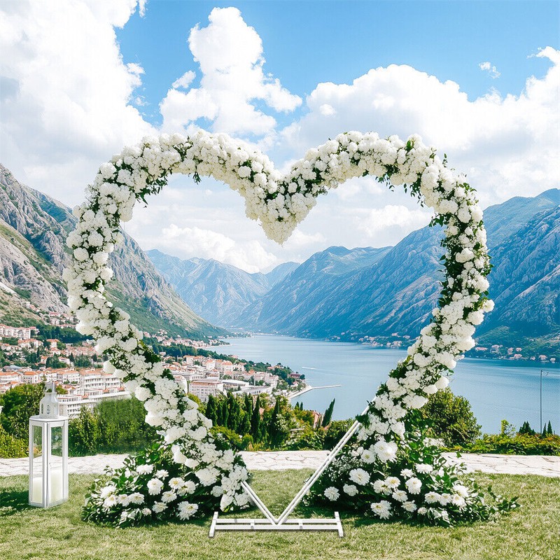 SUSIRE Wedding Arch Stand White Heart Shape Double Layers Wedding