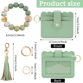 Lostars Wallet Keychain Wristlet for Women RFID Card Holder Keychain Key Chain Wallet Key Ring with Wrist Wallet for Women (Slim, Soft Green)