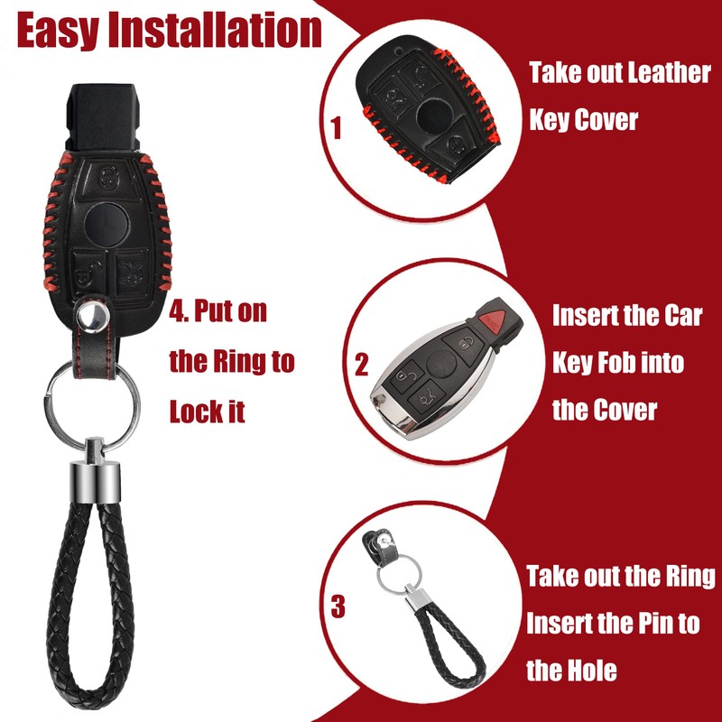 Arcets Leather Key Fob Case Compatible with Mercedes A B