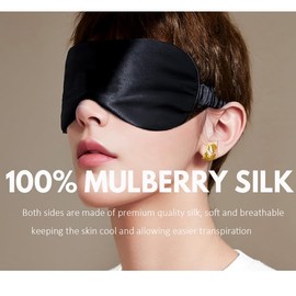 Eye Mask,100% Mulberry High-end Pure Silk Sleep Masks with Gift Box, H HOME-MART Luxuriously Padded Silk Eye Sleeping Mask Silk Eye Mask Comfortable Soft Silk Sleep Mask for Men Women Traveling