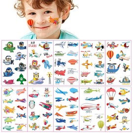 Airplane Temporary Tattoos for Kids - Funny Cartoon Stickers for Boys and Girls, Waterproof and Safe
