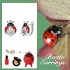 POPLYKE Ladybug Earrings for Women Sterling Silver Ladybug Leverback Hoop