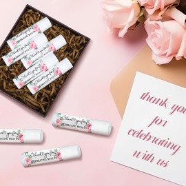 Siifert 50 Pcs Wedding Bridal Shower Lip Balm Bulk Rose Wedding Bachelorette Favor Vanilla Lip Balm Favors Chapped Sticks Pack Bulk Bridesmaid Gifts Small Thank You Gifts for Women Guests