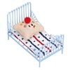 1:12 Miniature Bed Metal Structure Cute Pattern Sponge Cloth Mattress