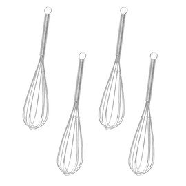 4 Stainless Steel Whisks Kitchen Tiny Whisk Egg Beater for Cooking Whisking Blending Beating Stirring