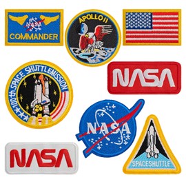 HWQVA NASA Iron on Patches, Space Patches Embroidered Iron-on/Sew-on Applique for Clothes, Hat, Backpack, Jeans, Jacket, Stocking and More