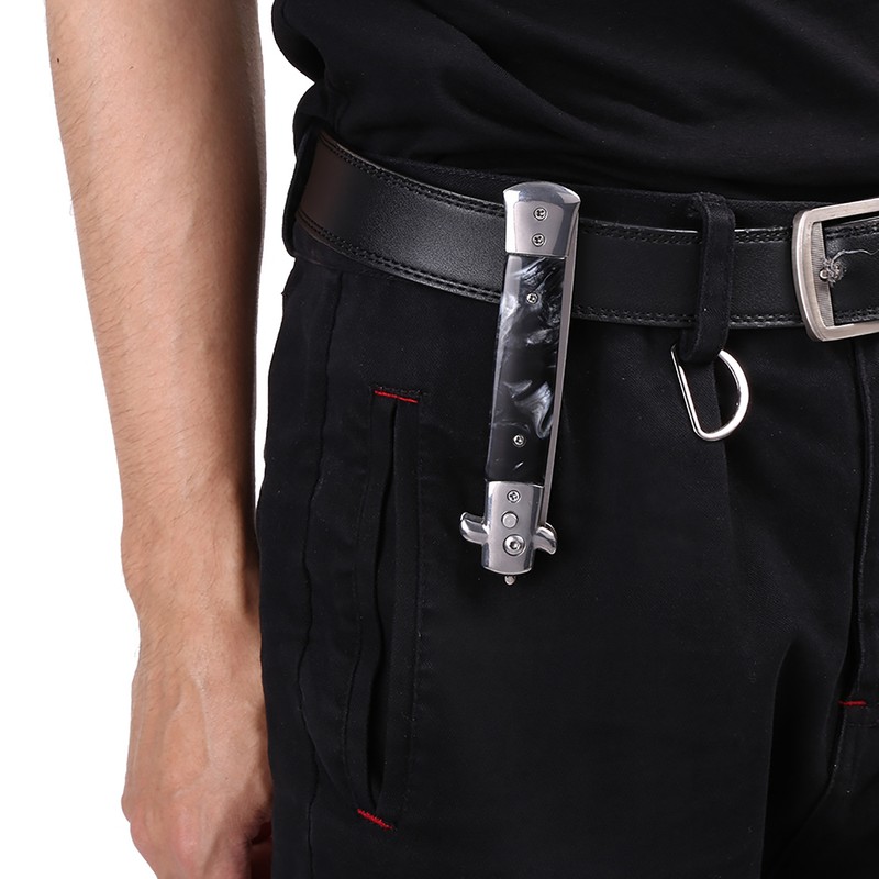 1PC Stainless Steel Switchblade Spring Pocket Oil Hair Comb Foldable
