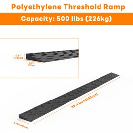 Henka 3" Rise Threshold Ramps for Doorways, Wheelchair Ramp for Home Steps, Door Threshold Ramp with Anti-Slip Surface (Color: Black, Size: 39x6.1x3in)